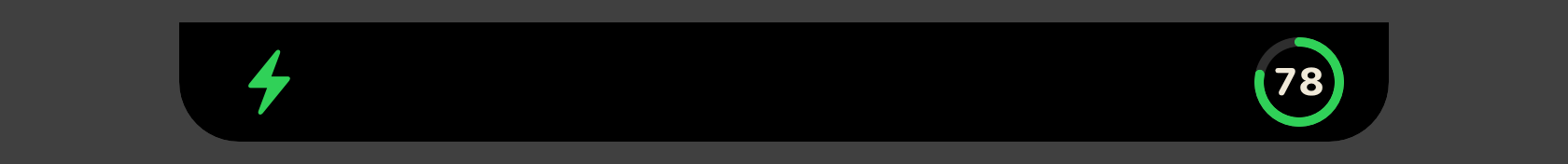 The closed notch showing a lightning bolt and a battery ring at 78 percent